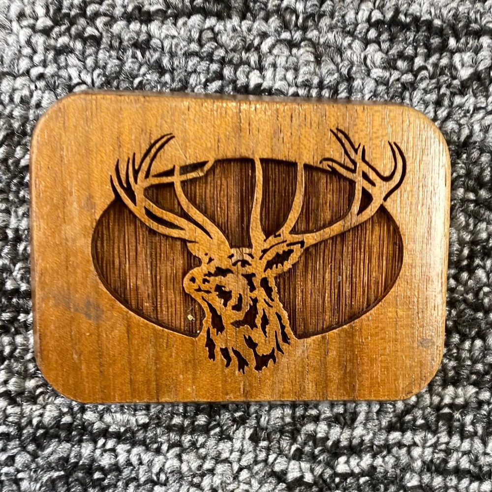 Vintage Lasercraft Vintage Elk Belt Buckle Wood Laser Engraved Western Hunting